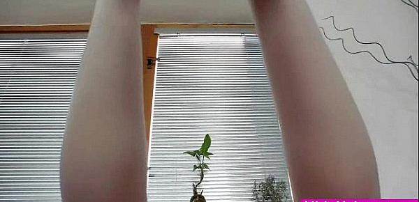  Blonde Jennifer shiny nylons legs fetish masturbation